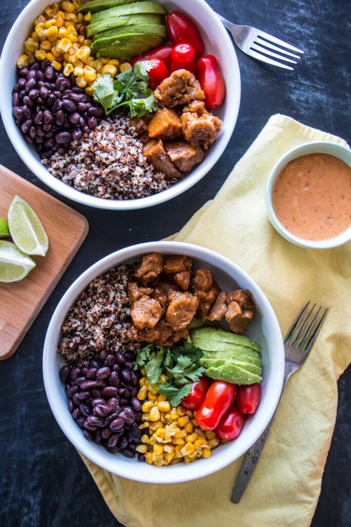 Southwest Buddha Bowl with Agave Lime Seitan - The Nut-Free Vegan