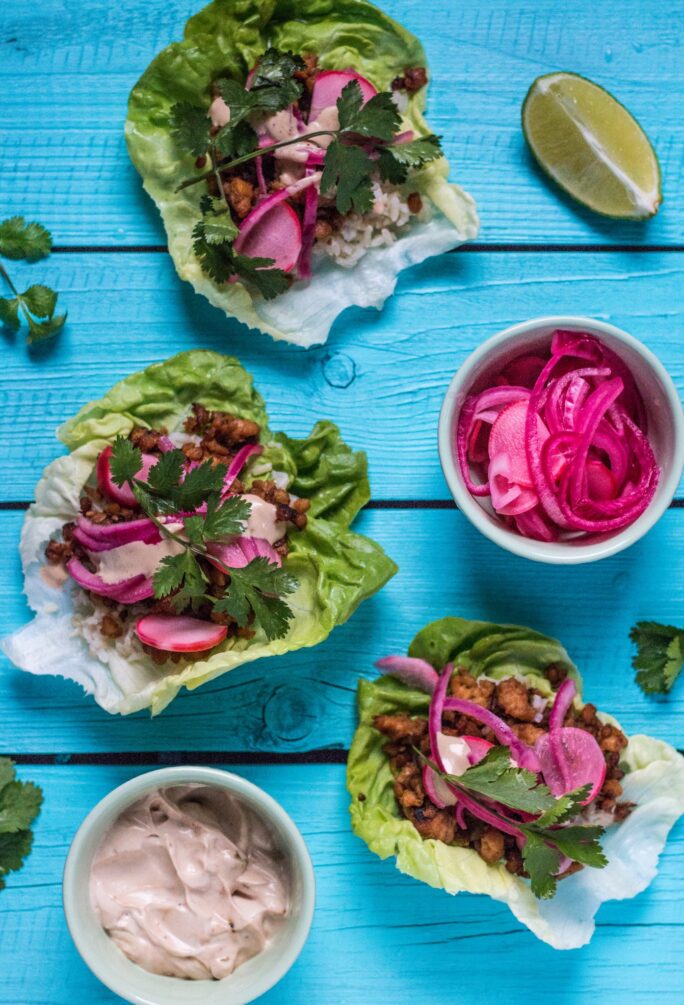 Delicious Vegan Korean Tempeh Lettuce Wraps