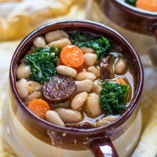 White Bean Soup with Kale and Vegan Sausage nutfreevegan 2