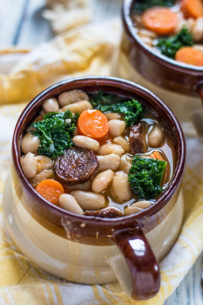 White Bean Soup with Kale and Tofurky Vegan Sausage | www.thenutfreevegan.net