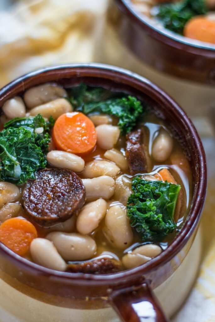 White Bean Soup with Kale and Tofurky Vegan Sausage | www.thenutfreevegan.net