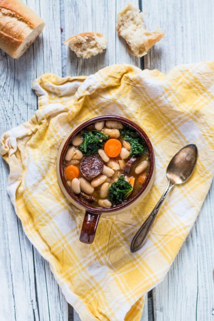 White Bean Soup with Kale and Tofurky Vegan Sausage | www.thenutfreevegan.net