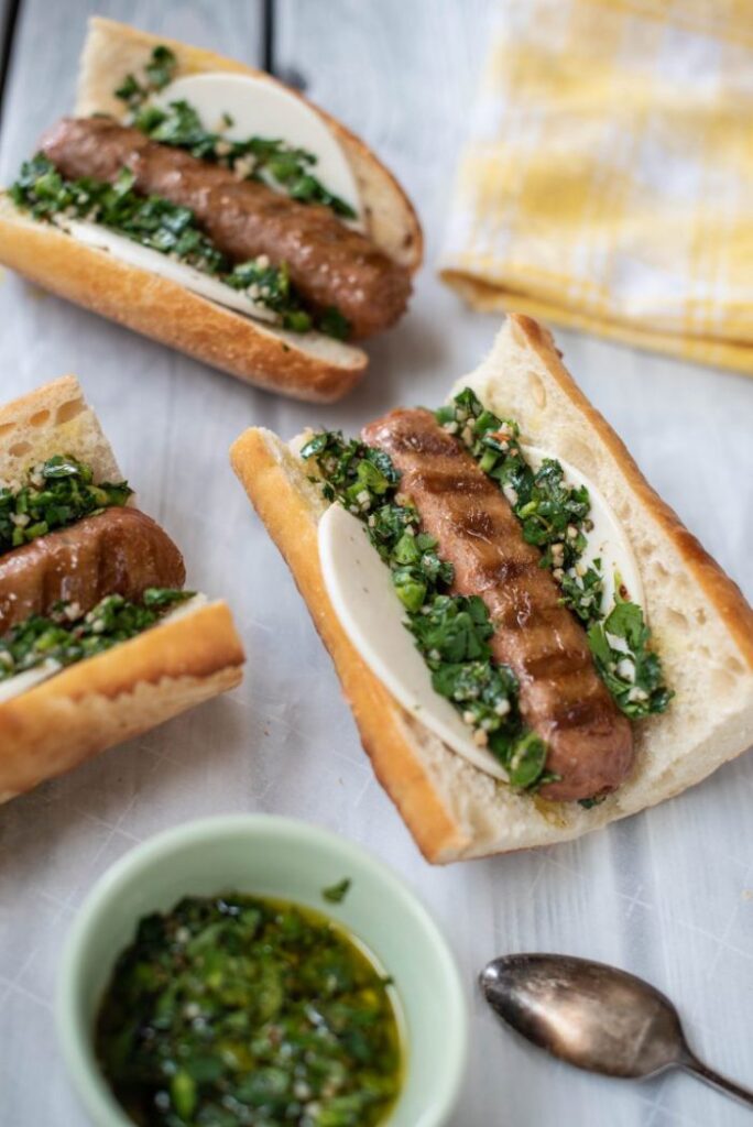 Argentine Choprián Sausage Sandwich with Beyond Meat Sausage Vegan nutfreevegan