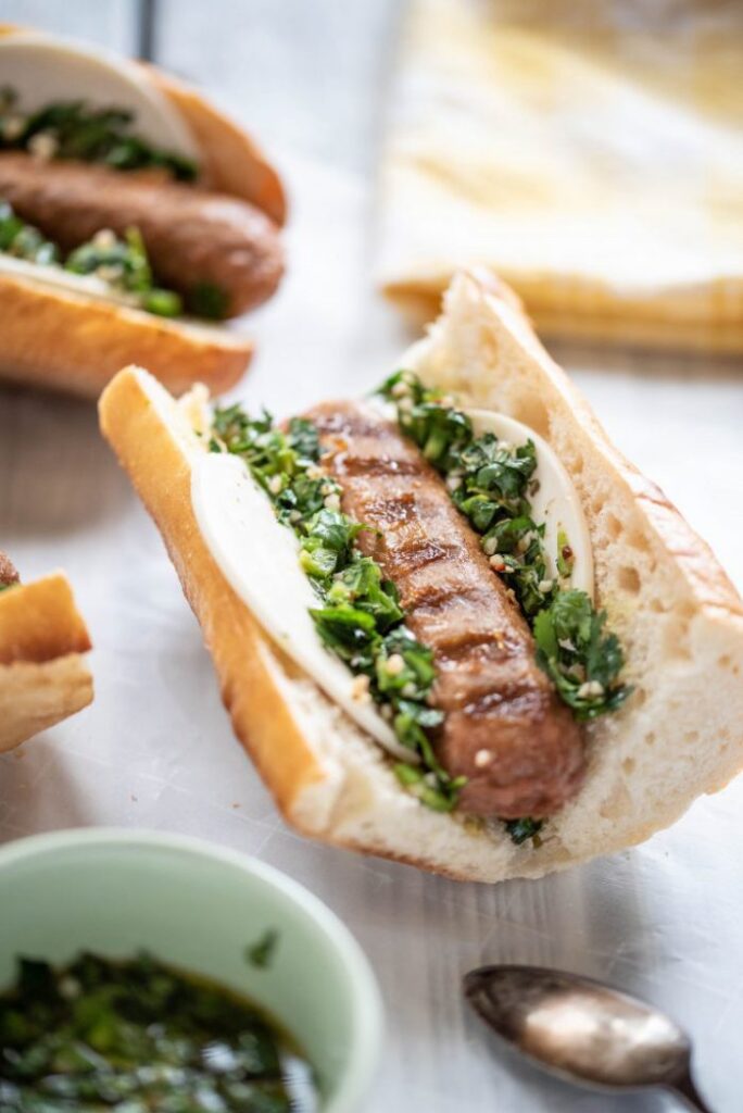 Argentine Choprián Sausage Sandwich with Beyond Meat Sausage Vegan nutfreevegan