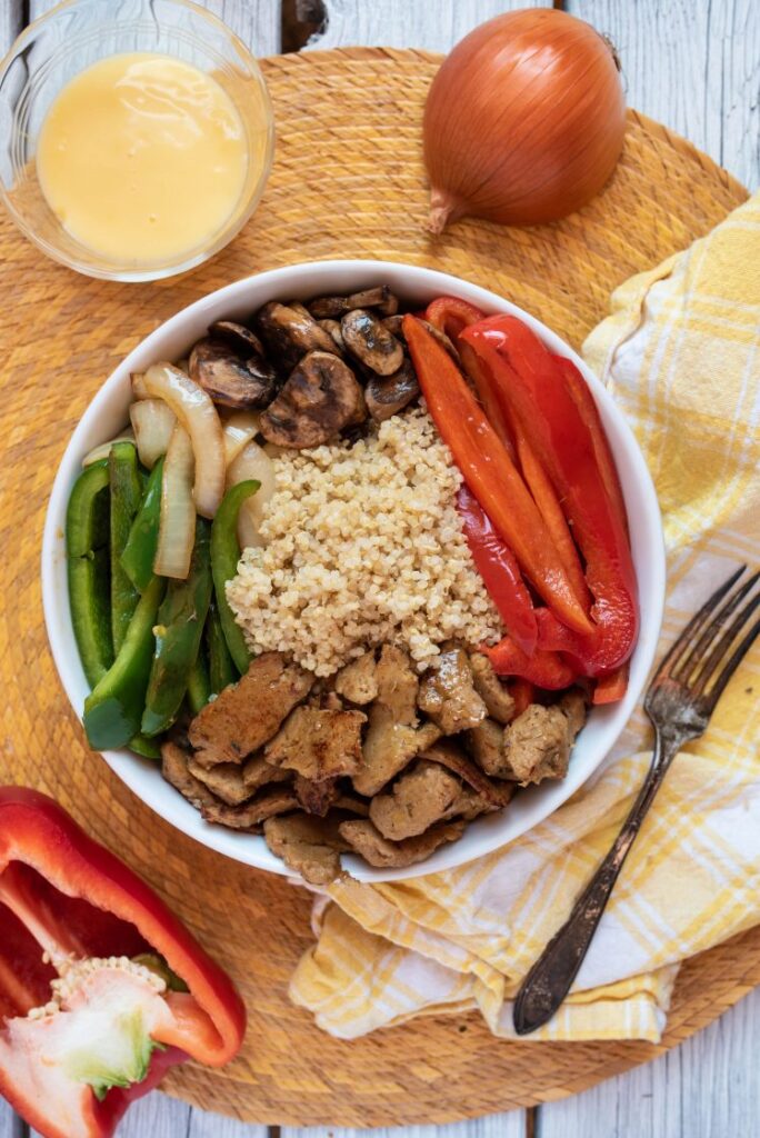 Easy Philly Cheesesteak Bowl nutfreevegan