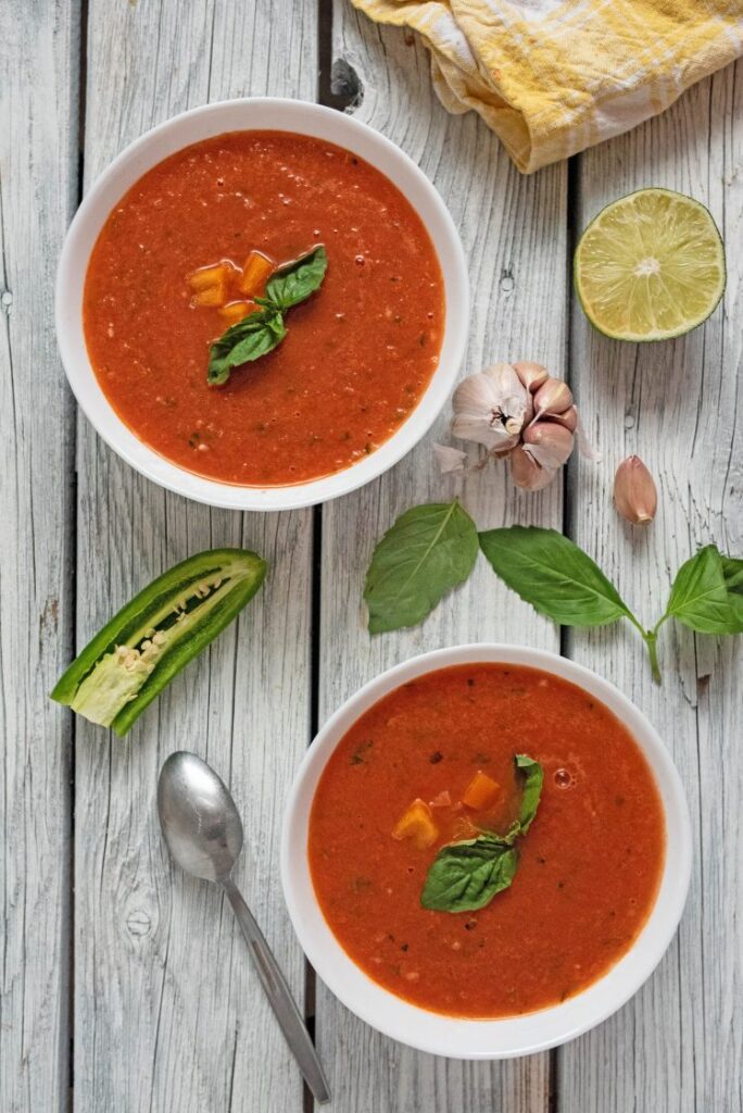 Watermelon Cantaloupe Gazpacho nutfreevegan