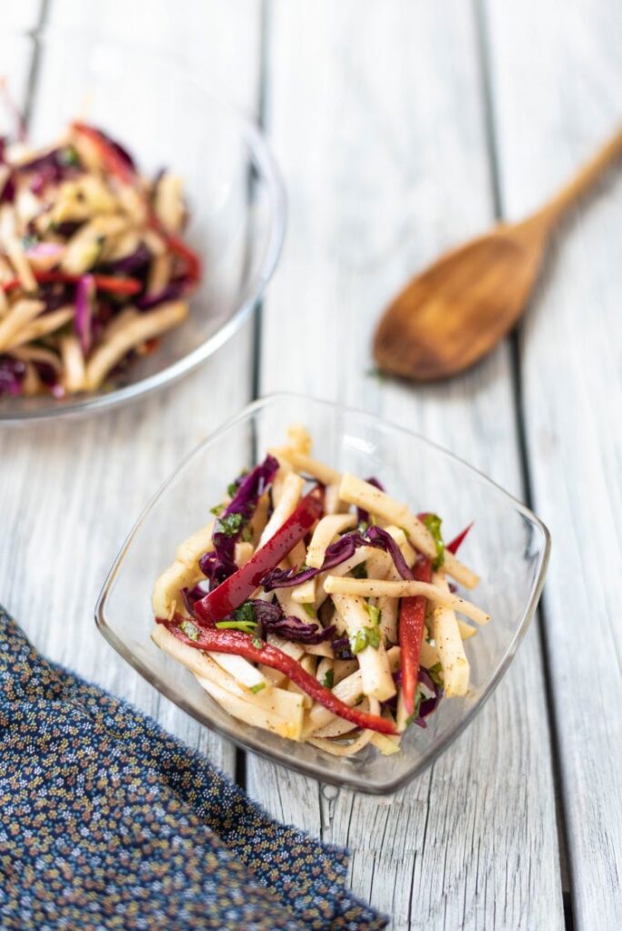 Spicy Kohlrabi Slaw with Chili-Lime Dressing Nutfreevegan