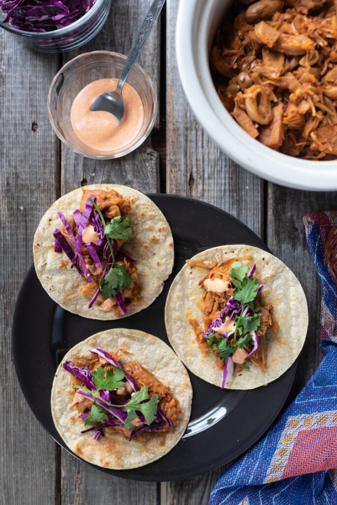 Slow Cooker Jackfruit Bulgogi Tacos