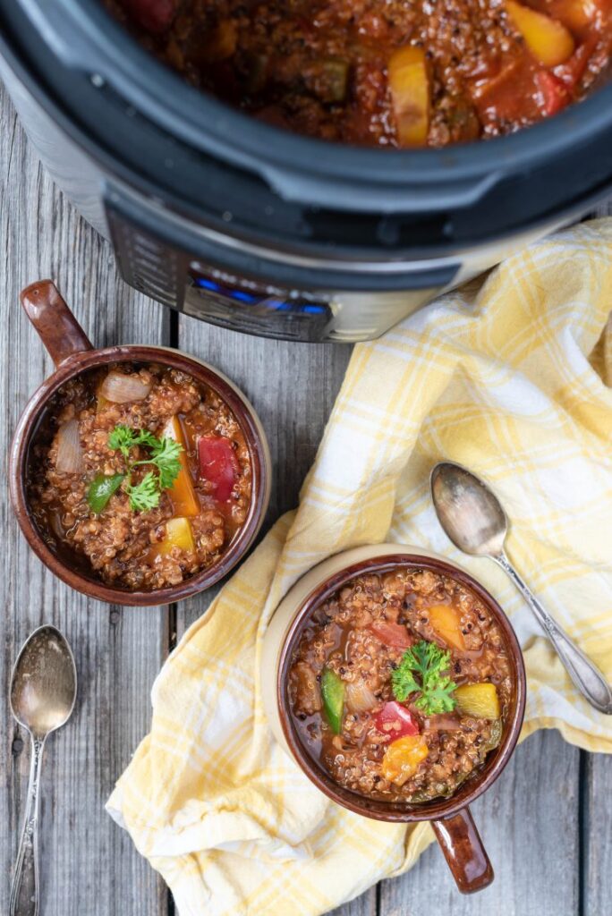 Vegan Instant Pot Stuffed Pepper Soup nutfreevegan