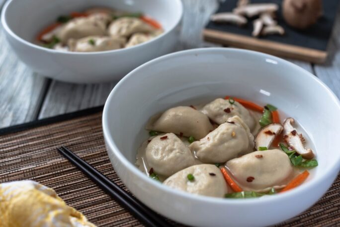 Spicy Thai Dumpling Soup - The Nut-Free Vegan