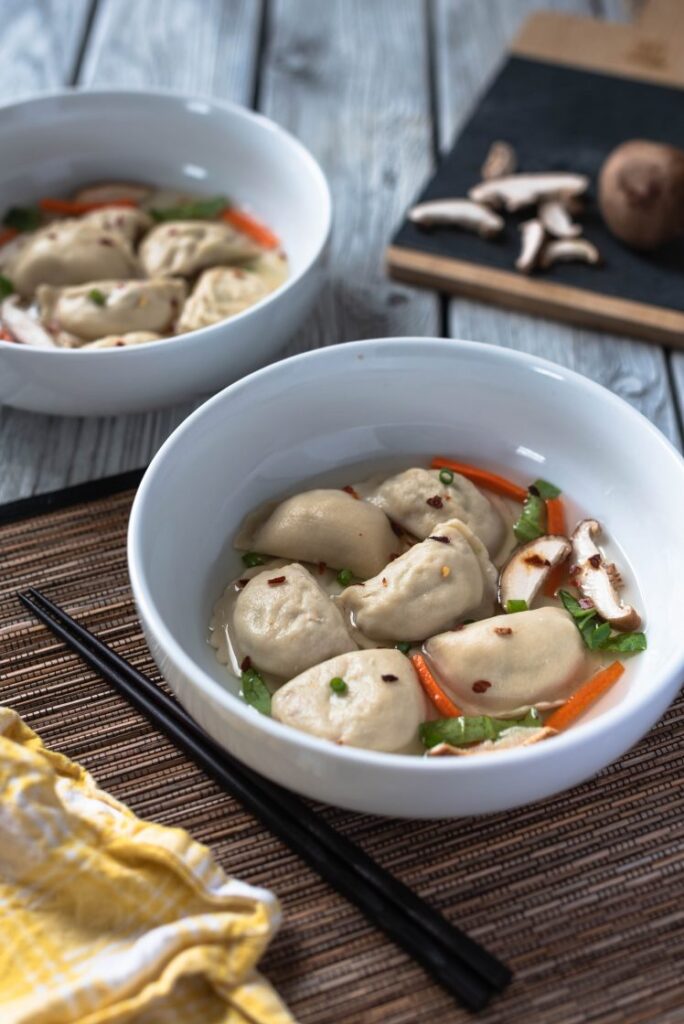 Spicy Thai Dumpling Soup - The Nut-Free Vegan