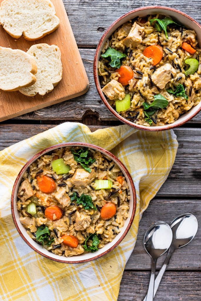 Instant Pot Wild Rice Stew with "Chicken" nutfreevegan