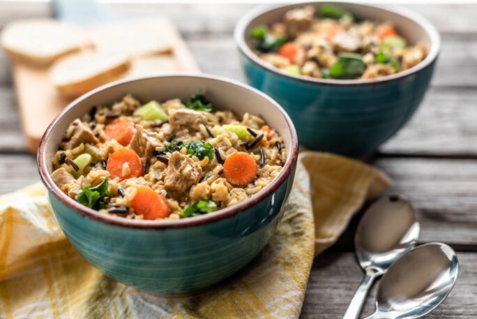 Instant Pot Wild Rice Stew with "Chicken" nutfreevegan