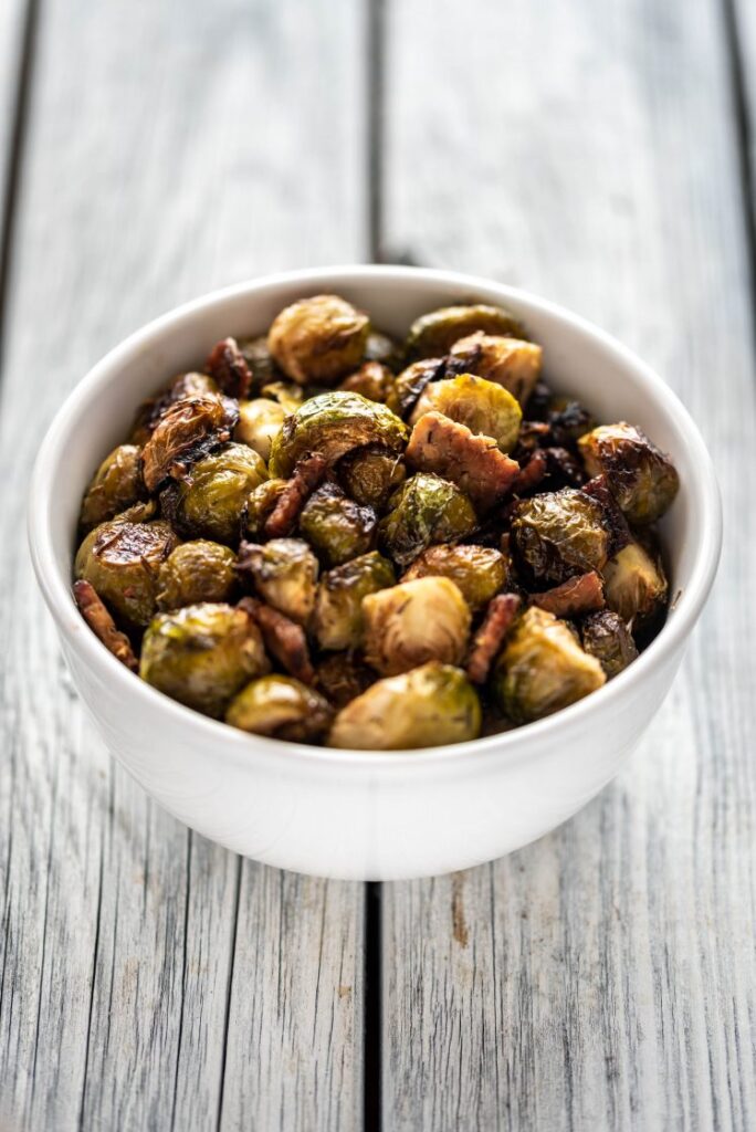 Maple Roasted Brussels Sprouts with Tempeh nutfreevegan