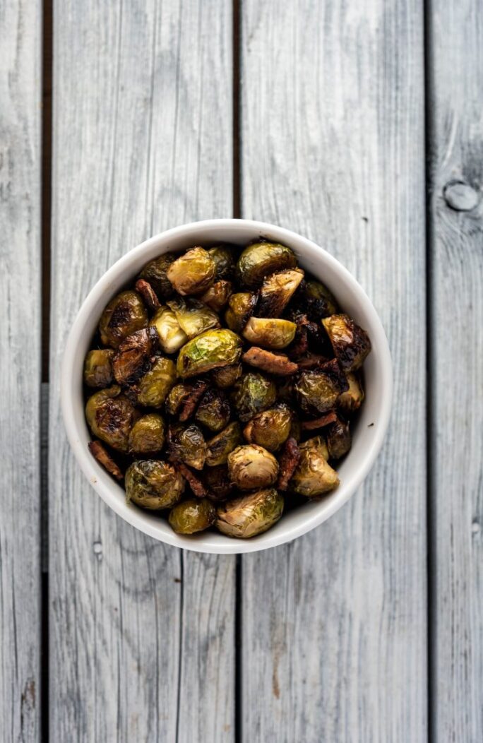 Maple Roasted Brussels Sprouts with Tempeh nutfreevegan