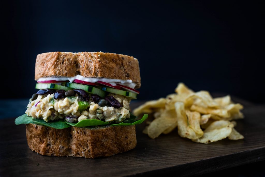 Nicoise Chickpea Salad Sandwich Nut-free vegan