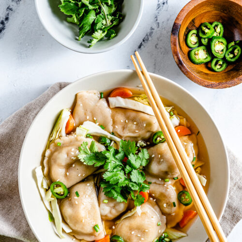 Spicy Thai Dumpling Soup - The Nut-Free Vegan