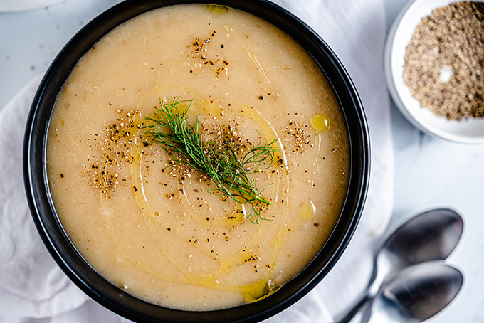 Roasted Fennel and Potato Soup Overhead