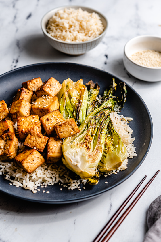 Baked Tofu and Baby Bok Choy