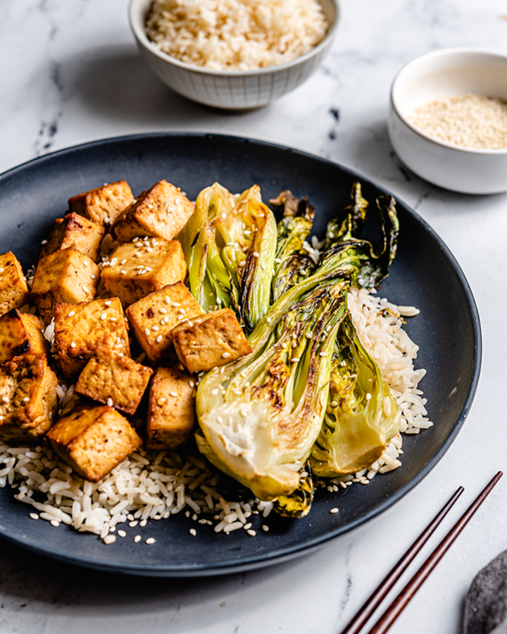 Roasted Tofu and Bok Choy from front